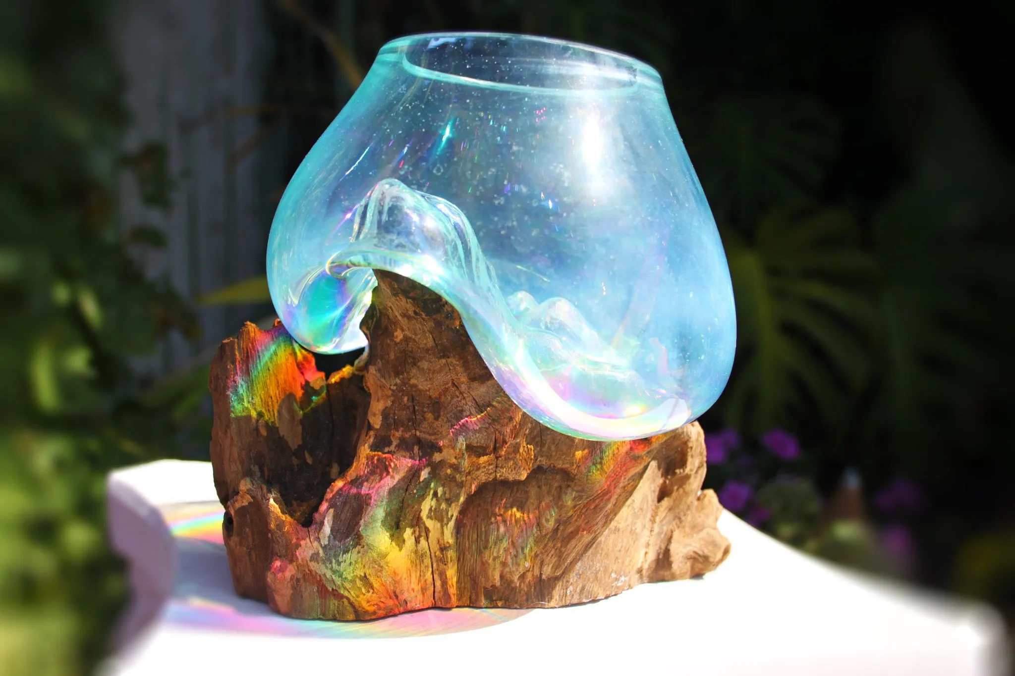 Rainbow Drippy Glass candle/terrarium no.5