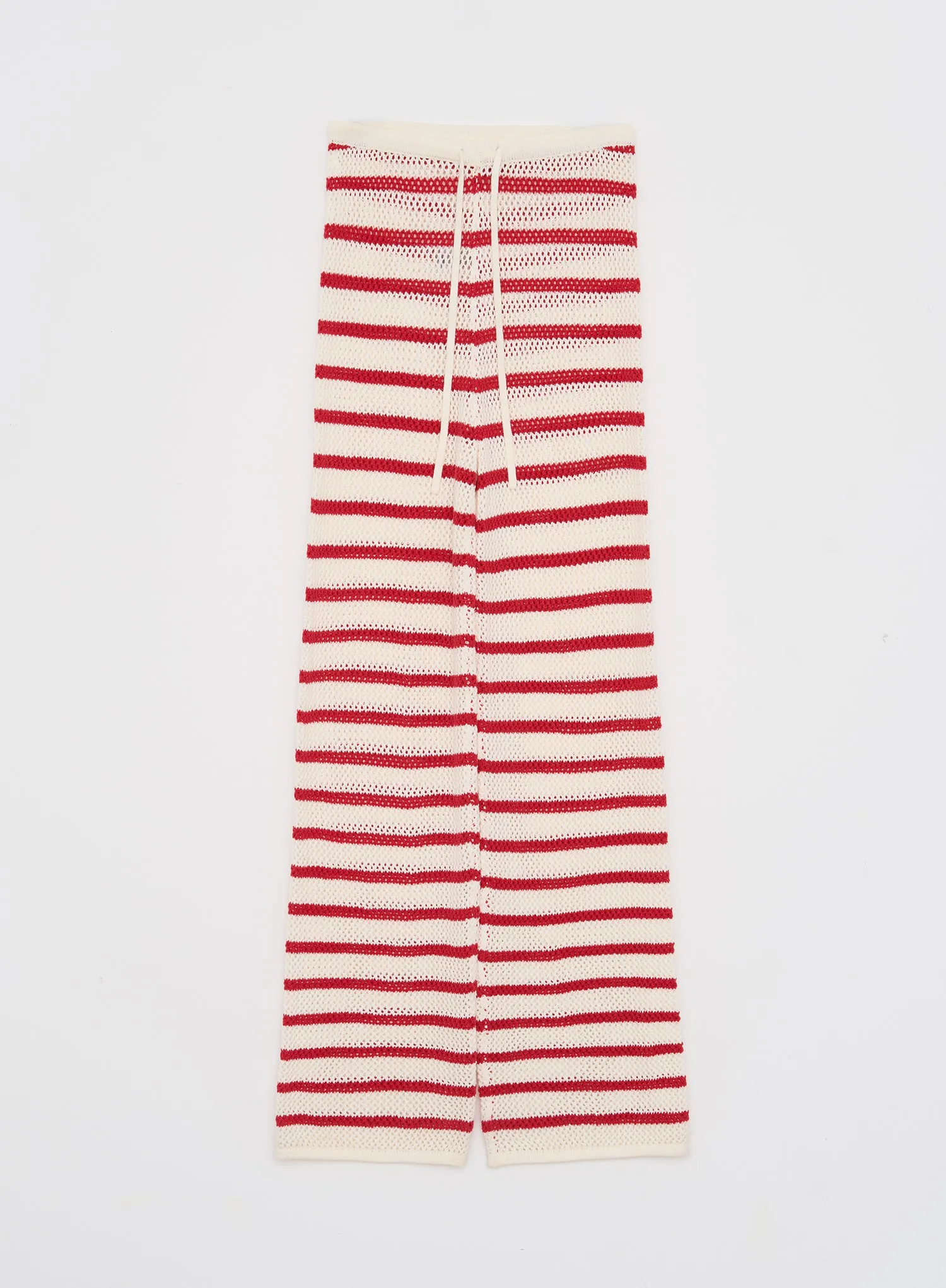 Red And White Striped Knitted Trouser- Lior