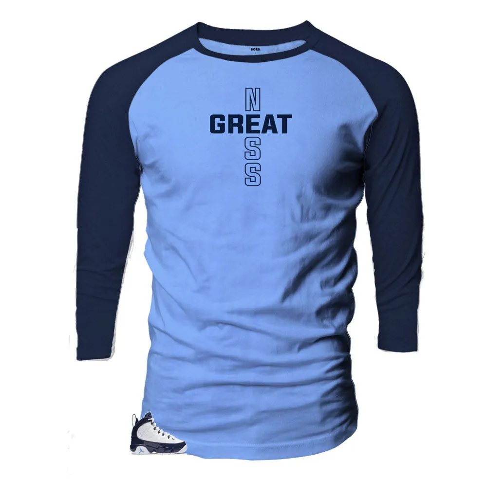 Retro 9 University Blue All Star Greatness Cross Raglan Shirt