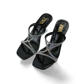 Rhinestones Straps Clear Heels Sandals For Women