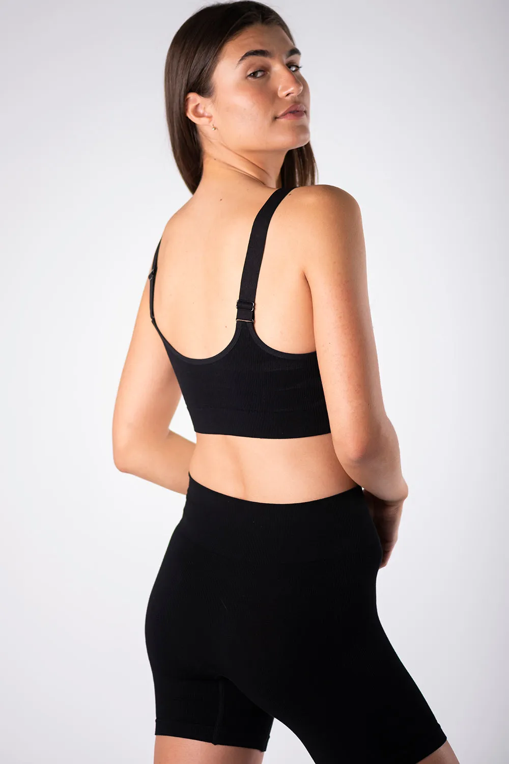 Ribbed Contour Bamboo Bralette - Black