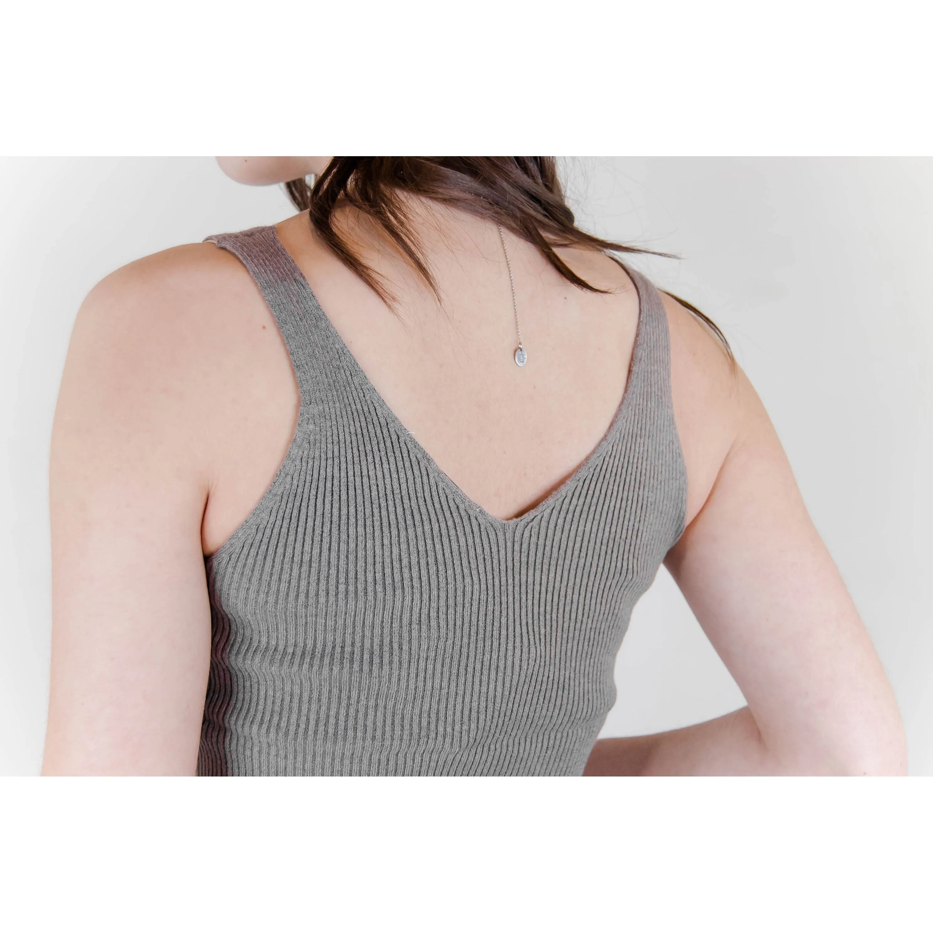 Ribbed Knit Tank Top - Heather Grey