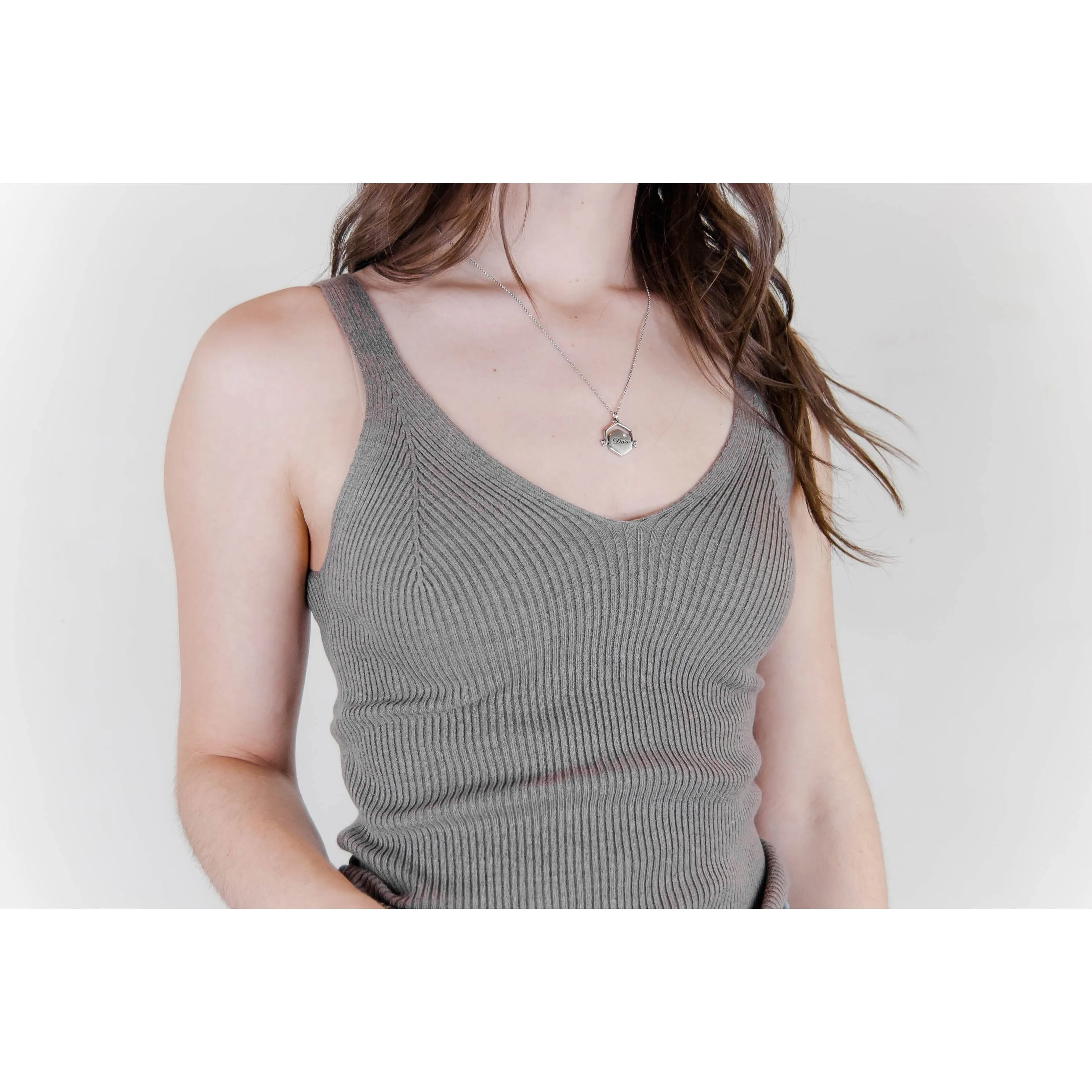 Ribbed Knit Tank Top - Heather Grey