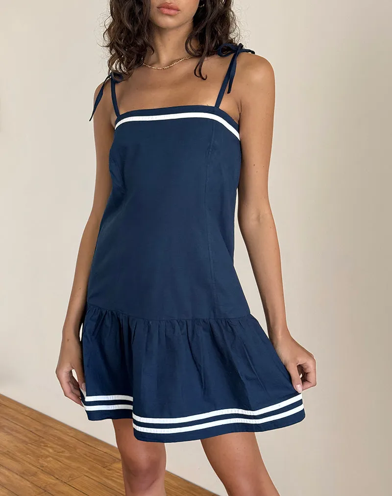 Rodha Cami Mini Dress in Poplin Navy