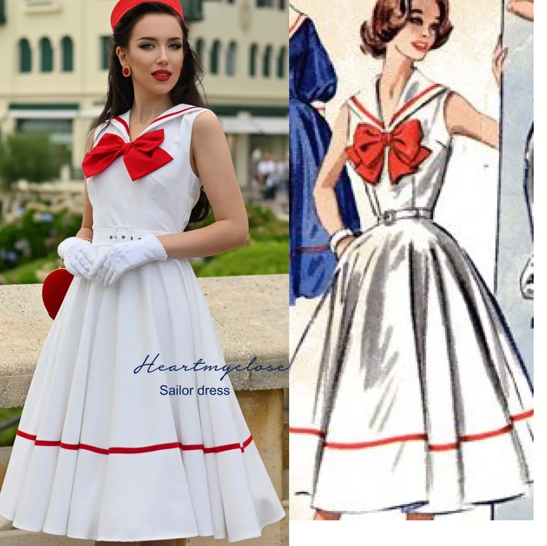 Sailor swing dress - 1950s inspired vintage