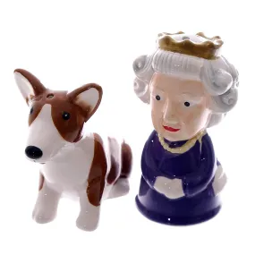 Salt & Pepper Condiment Set Queen & Corgi