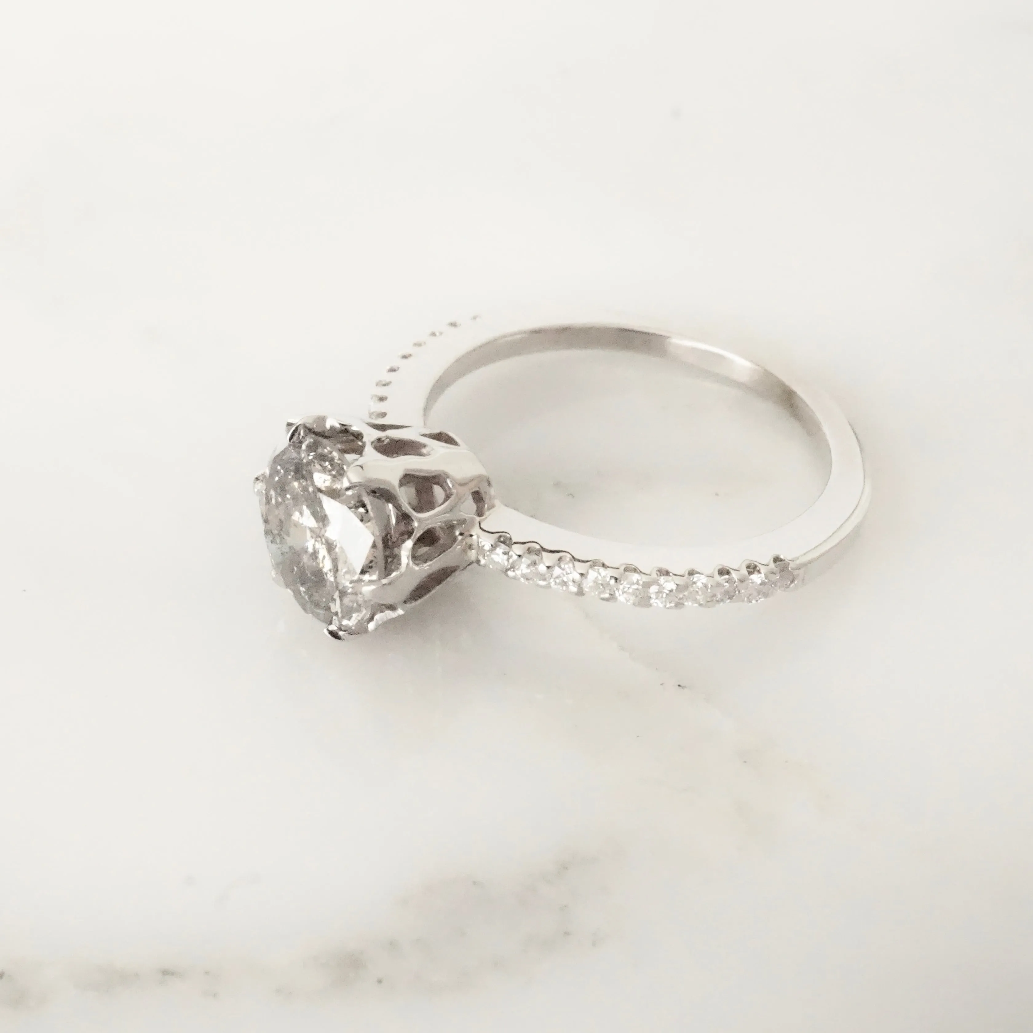 Salt and Pepper Diamond Engagement Ring - Grey Diamond Engagement Ring