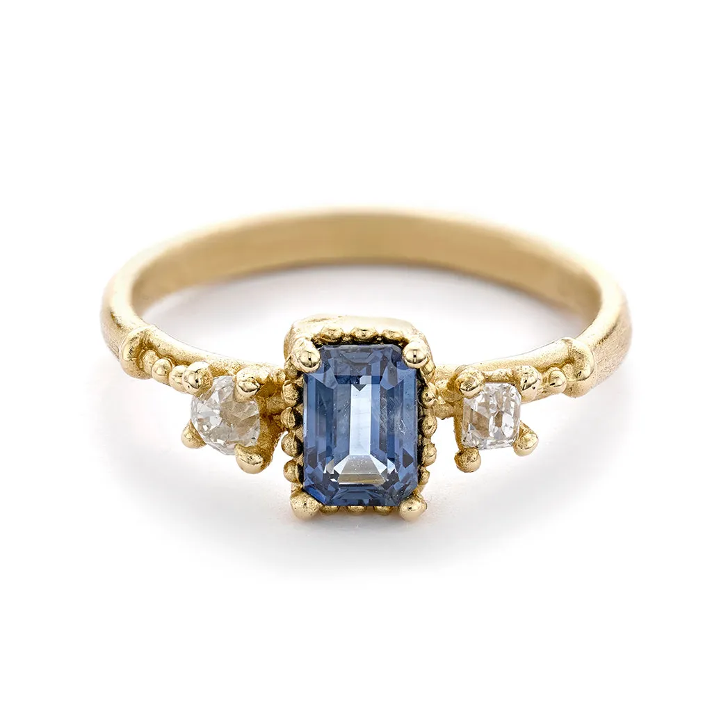 Sapphire Ring with Beaded Setting