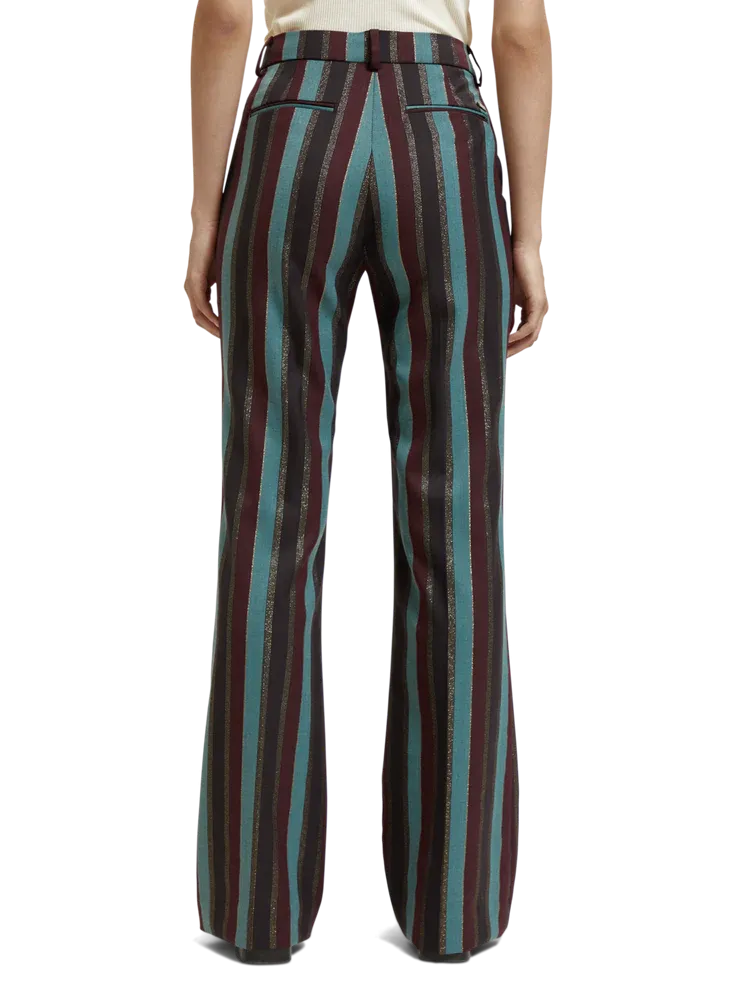 Scotch & Soda Violet Glitter Stripe High Rise Flare Pant