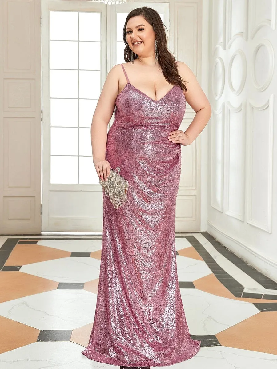 Sexy Sequin Backless Fishtail Evening Gowns for Women