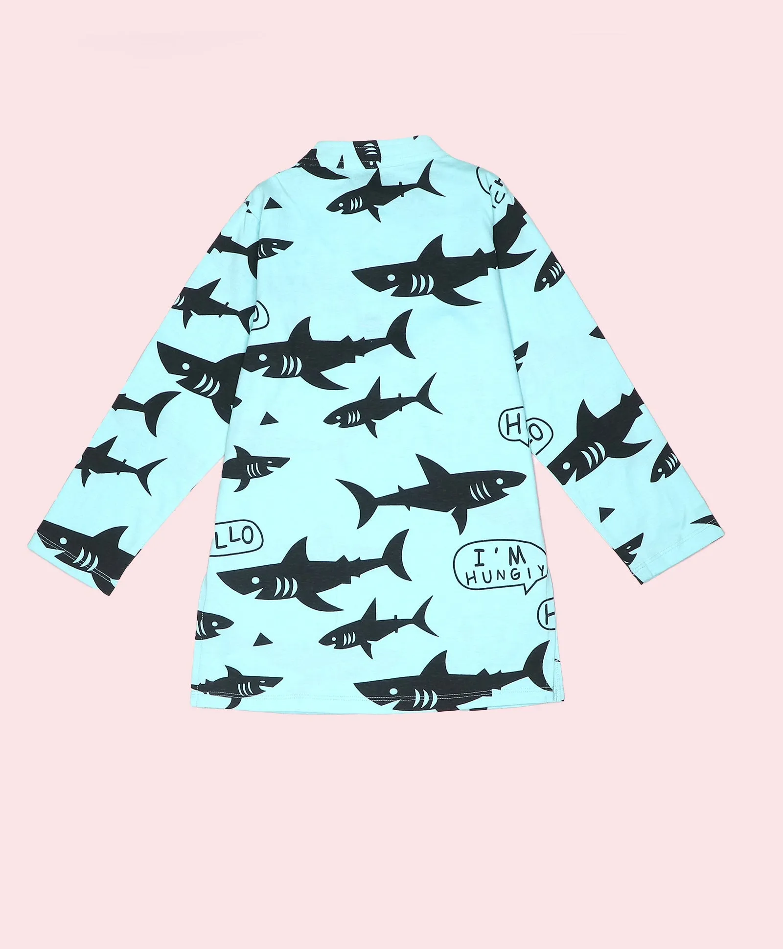 Shark Pattern Boys Kurta Pyjama Set