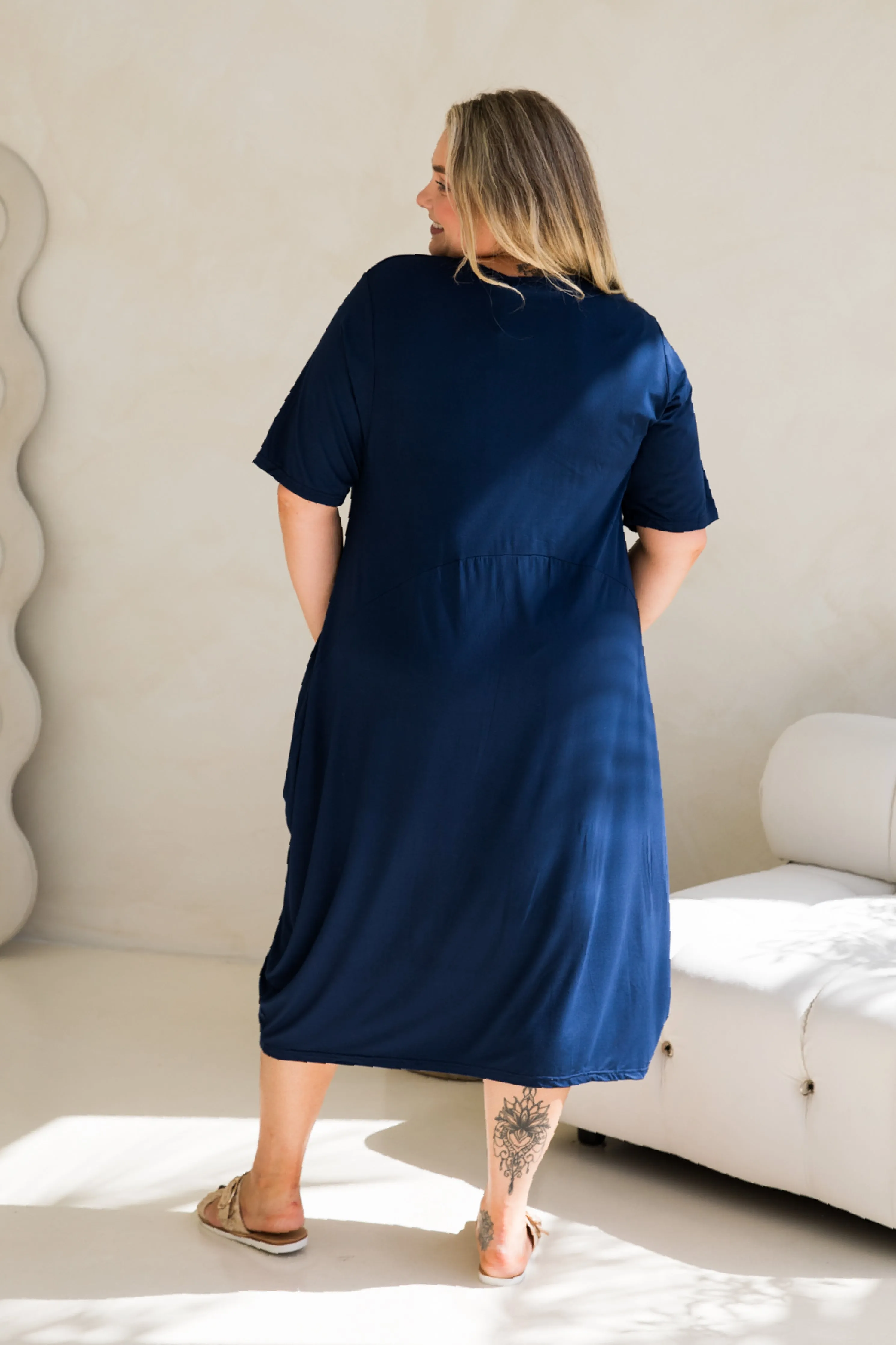 Short Sleeve Soho Dress in Navy