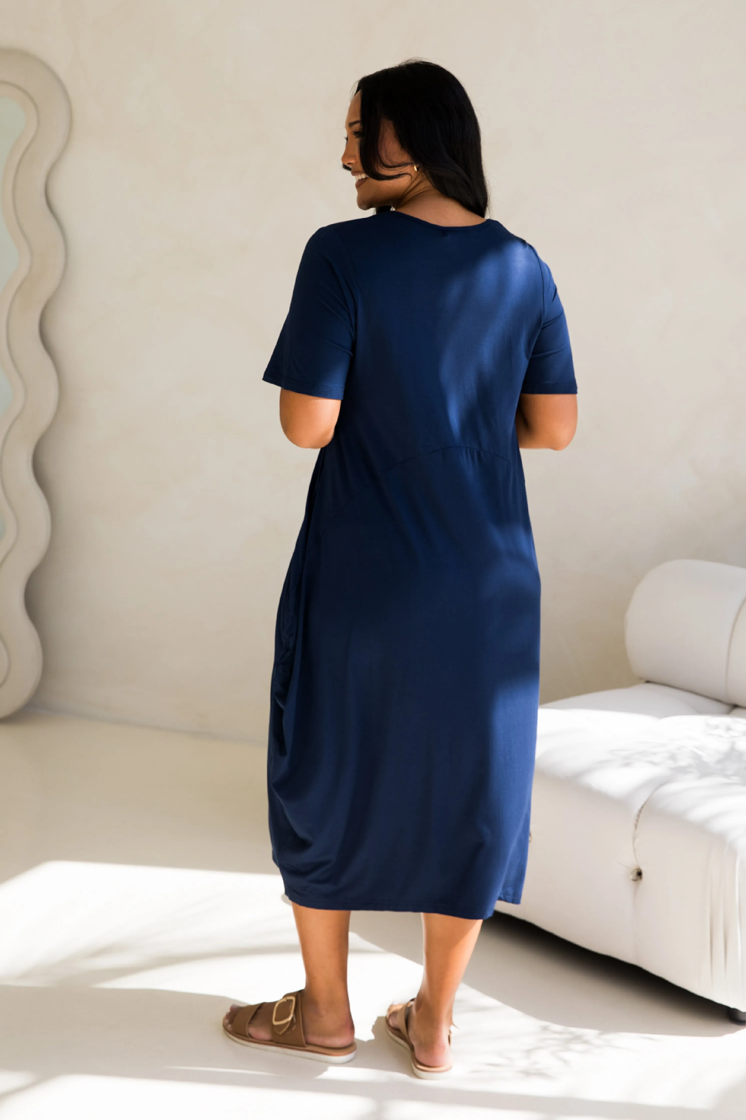 Short Sleeve Soho Dress in Navy