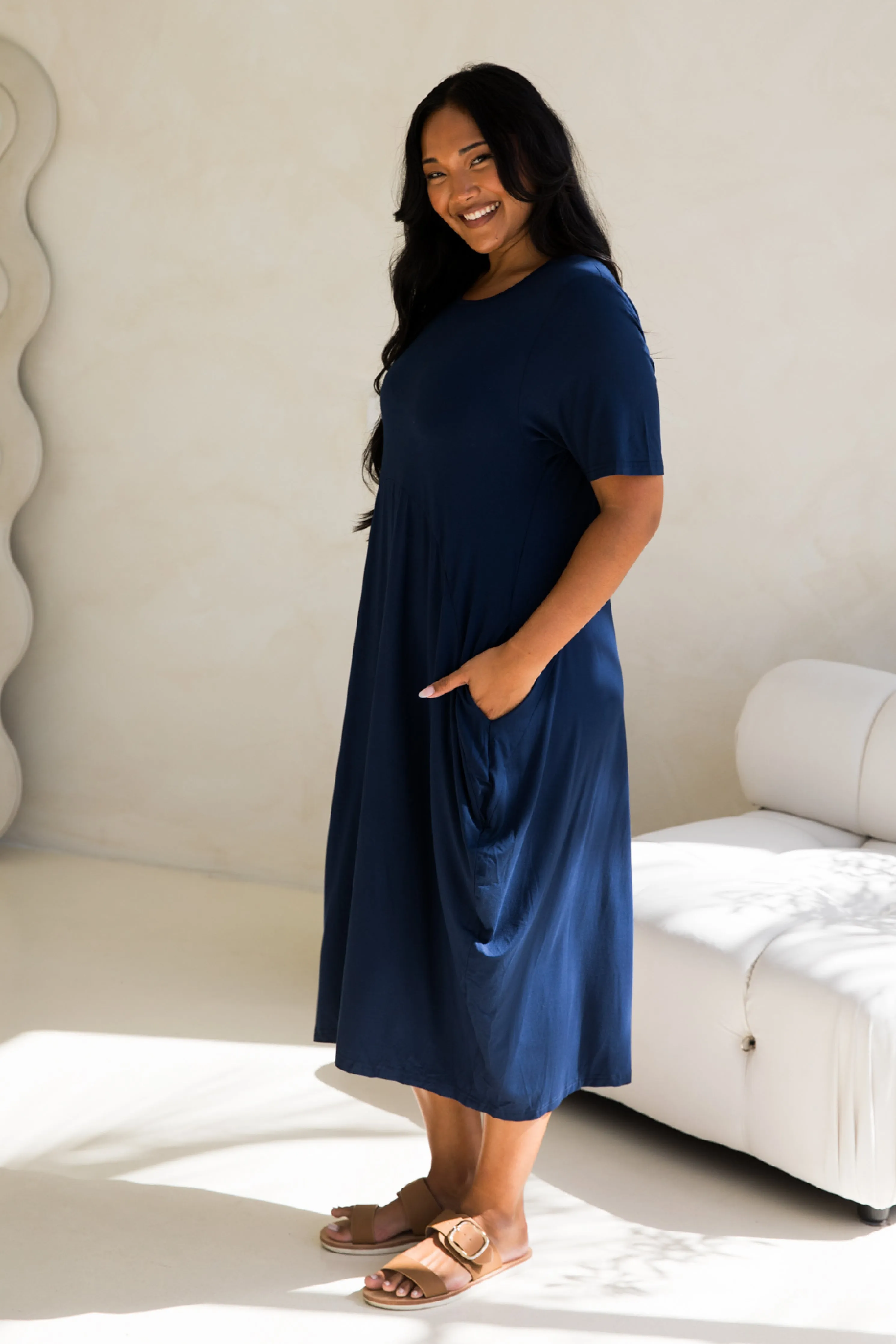 Short Sleeve Soho Dress in Navy