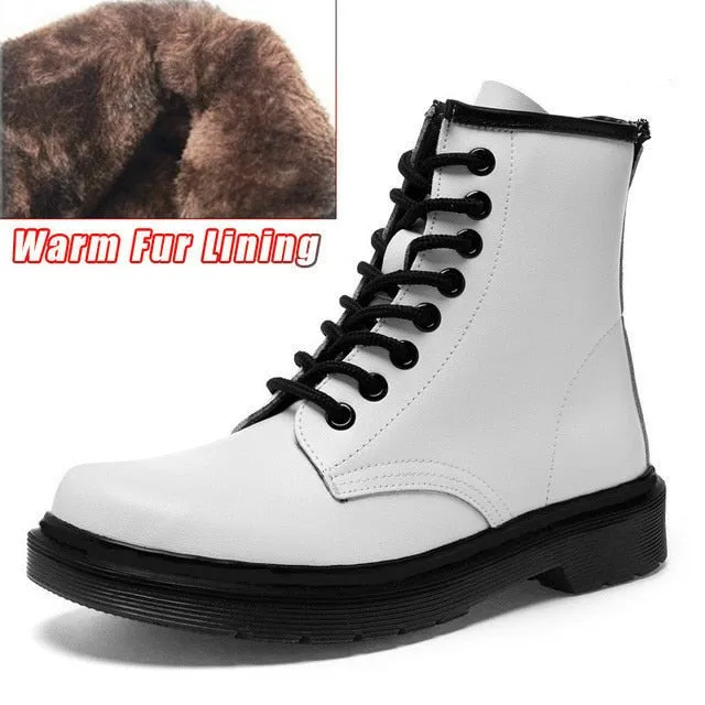 Soft Split Leather Women White Ankle Boots Motorcycle