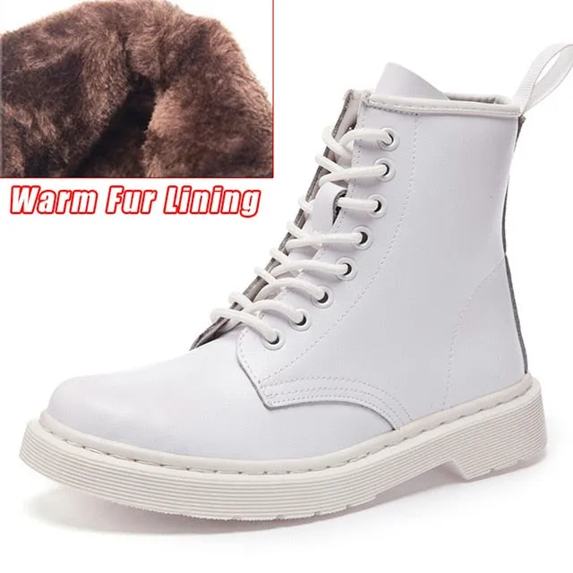 Soft Split Leather Women White Ankle Boots Motorcycle