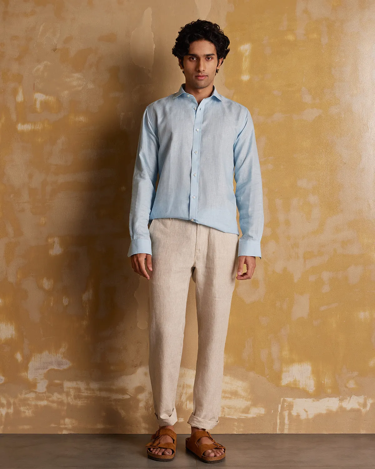 Soft Washed Linen Shirt - Light Blue