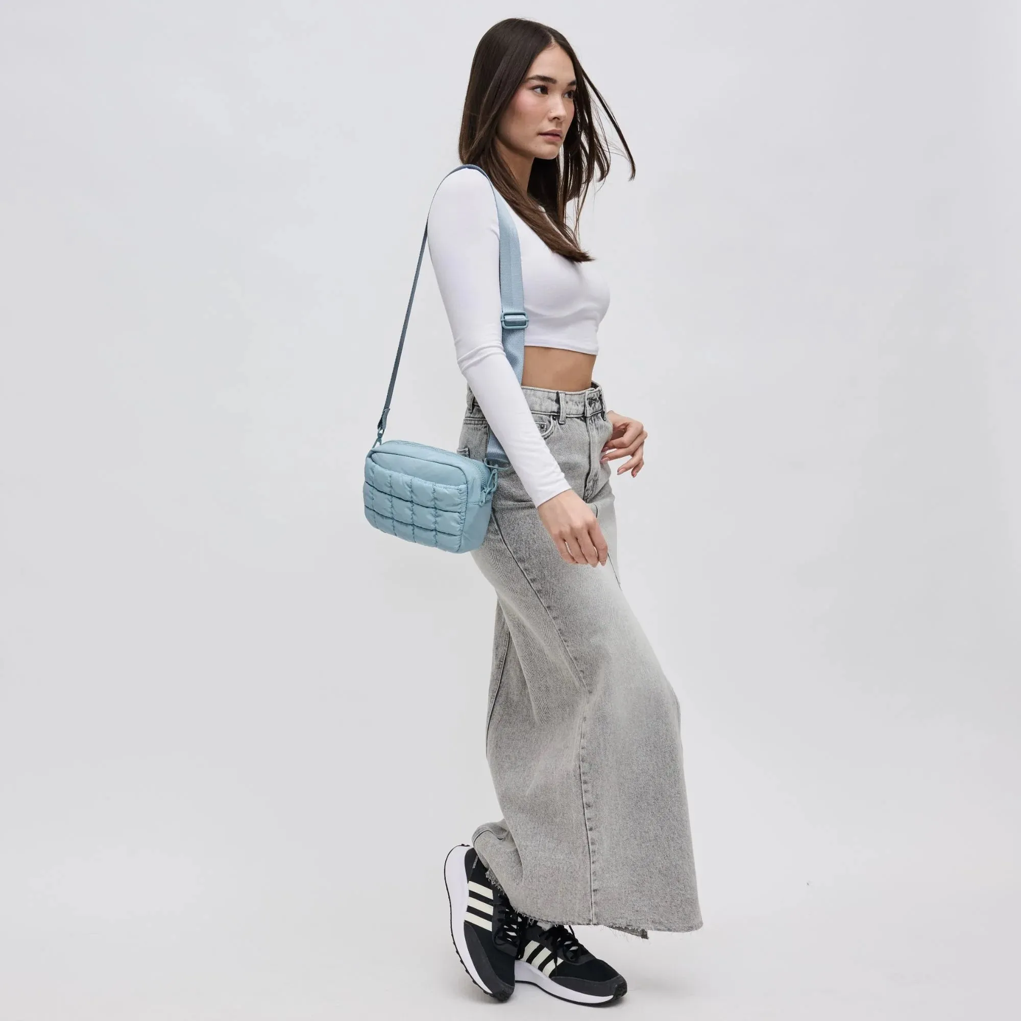 Sol and Selene Inspiration - Quilted Nylon Crossbody in Sky Blue