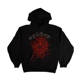 Sp5der OG Rhinestone Logo Hoodie Black