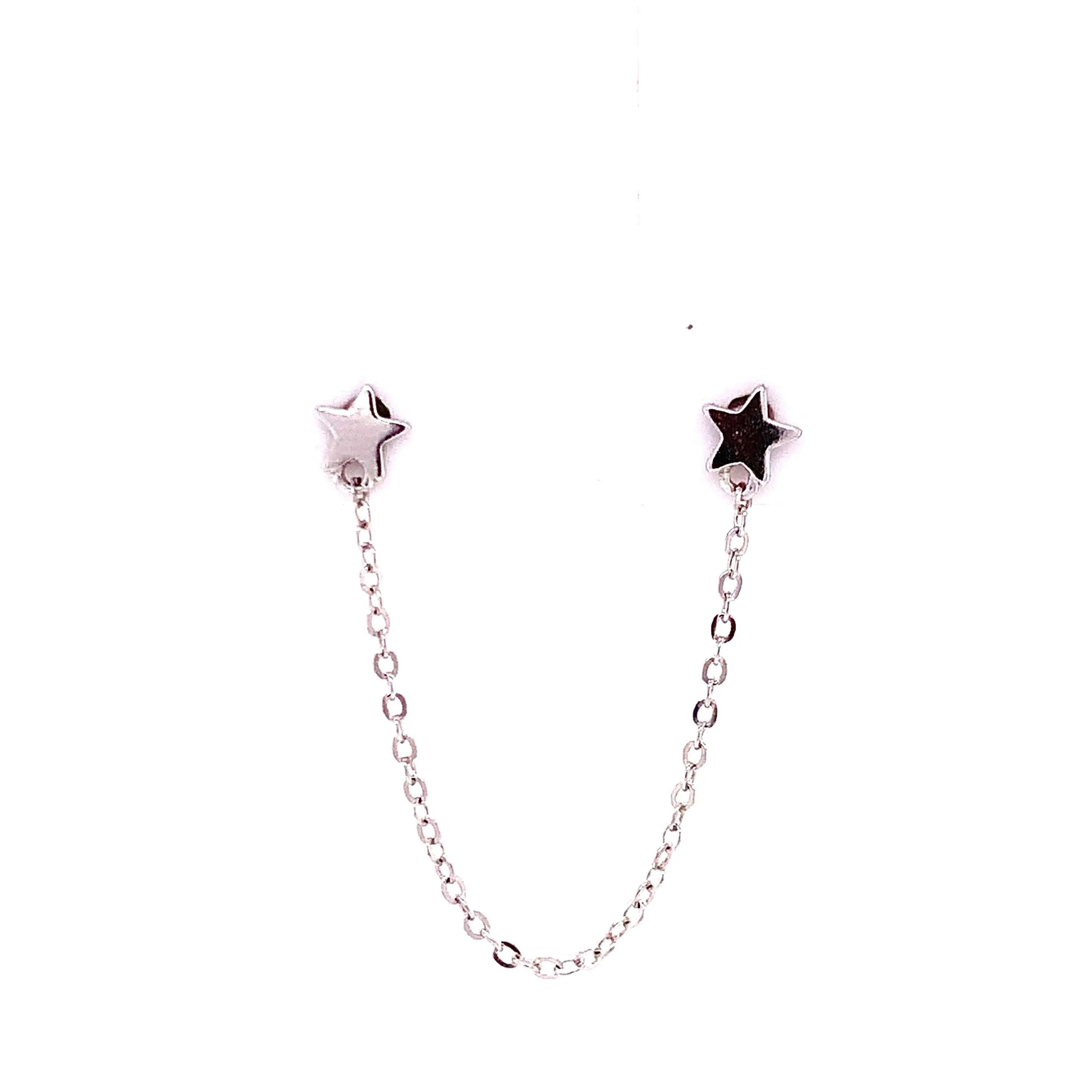 Star and Chain Half Earring - For Double Piercing