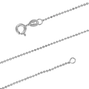 Sterling Silver 1.2mm Diamond-Cut Ball Chain Necklace, 15-20 Inch