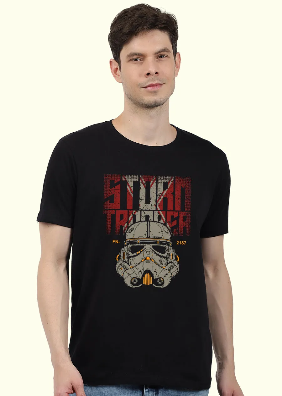 Storm Trooper Men Regular Fit Black Half Sleeve T-Shirt