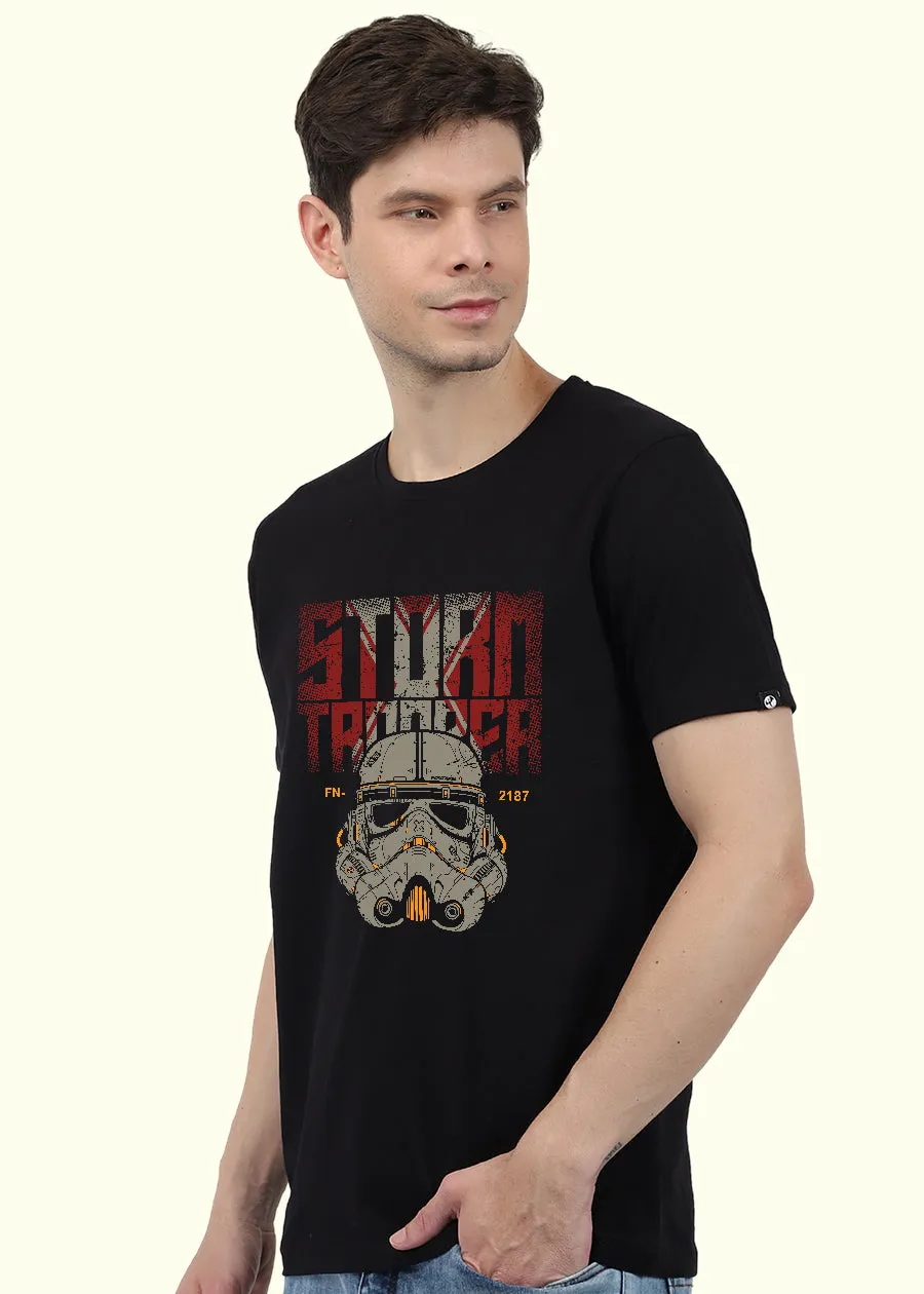 Storm Trooper Men Regular Fit Black Half Sleeve T-Shirt