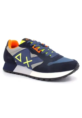 SUN68 Jaki Fluo Sneaker Uomo Navy Blue Grigio Medio Z42115