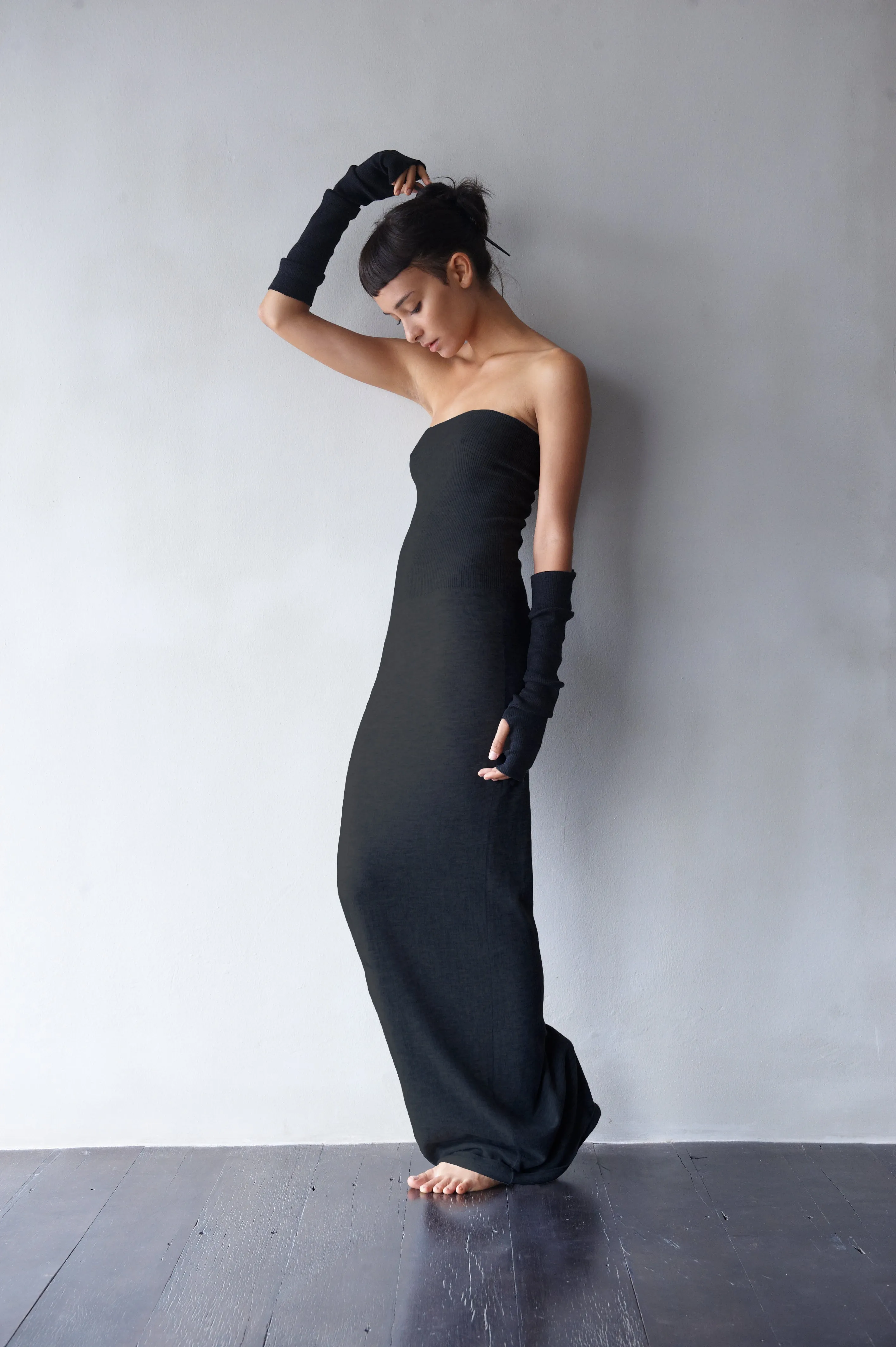 Superfine Cashmere Strapless Dress