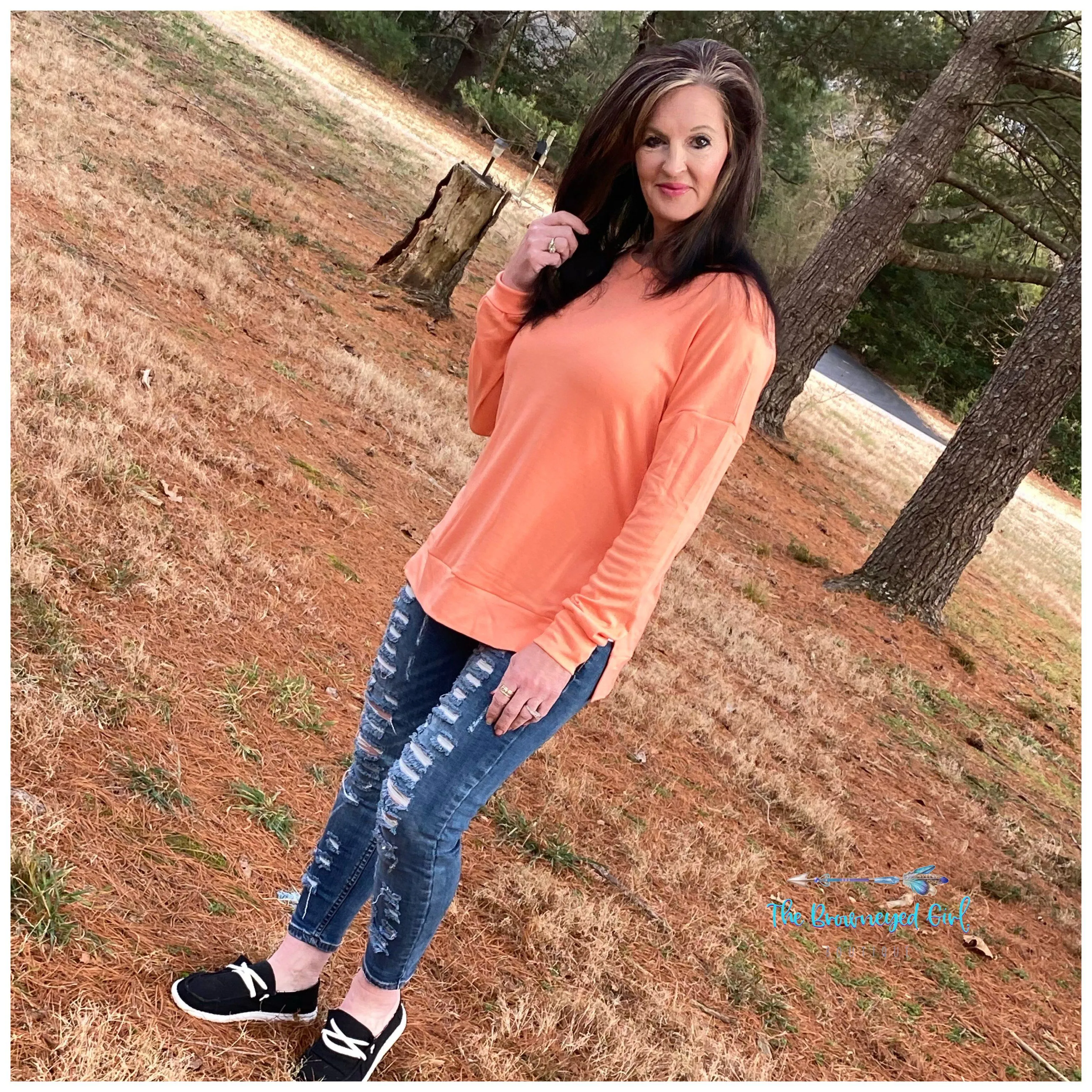 Tangerine Spilt Knit Top