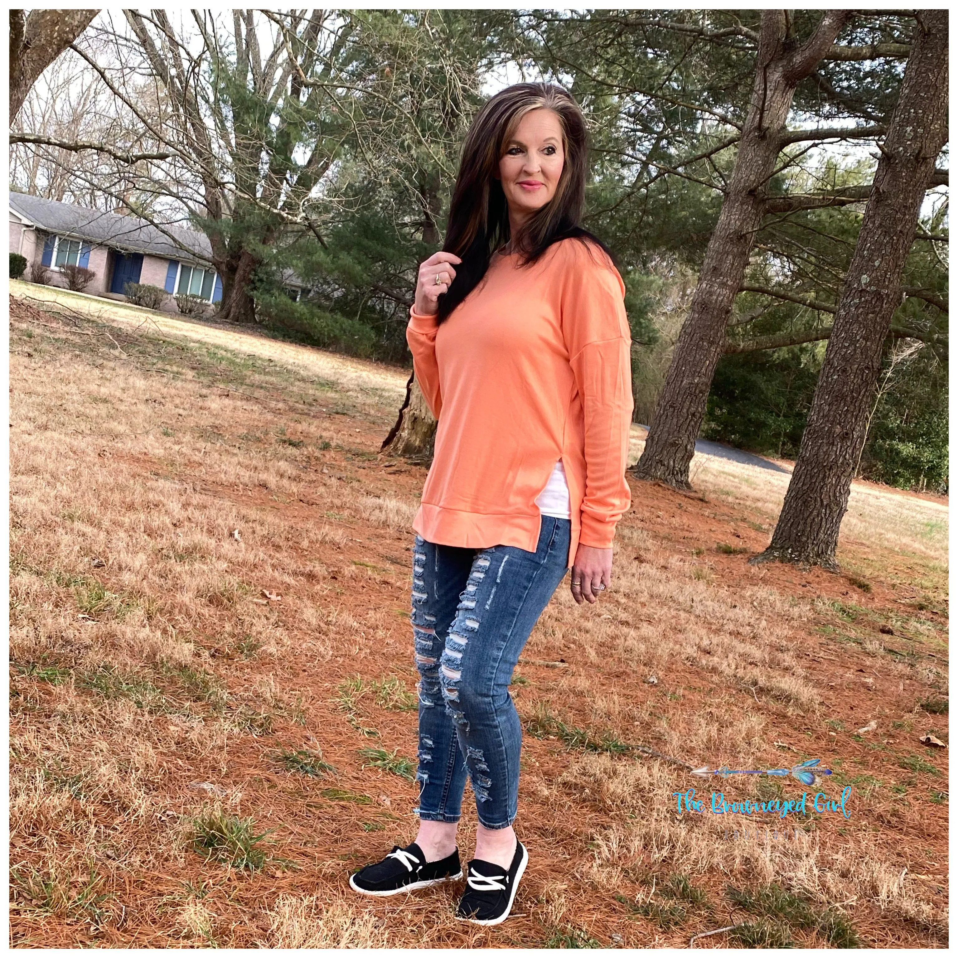 Tangerine Spilt Knit Top