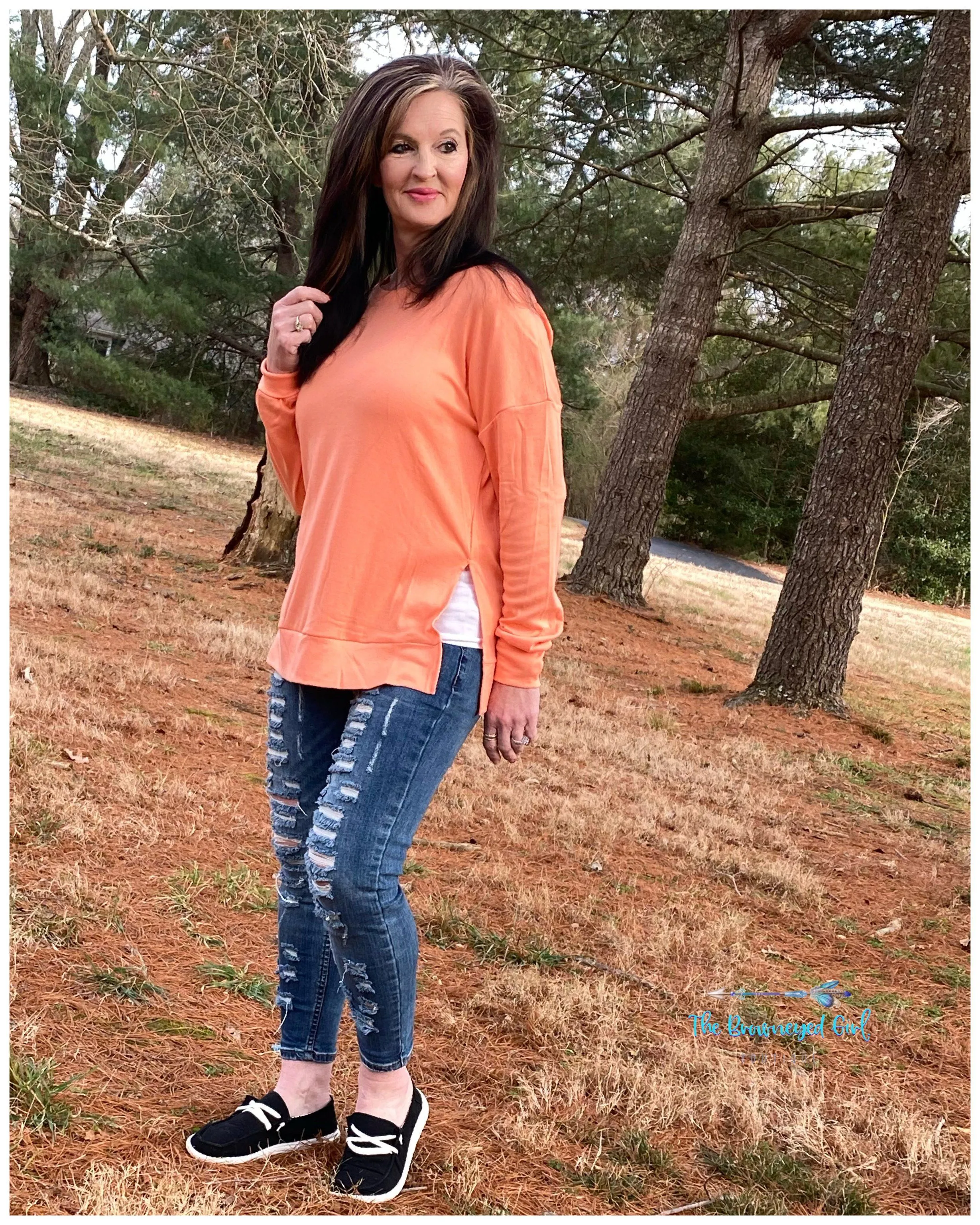 Tangerine Spilt Knit Top