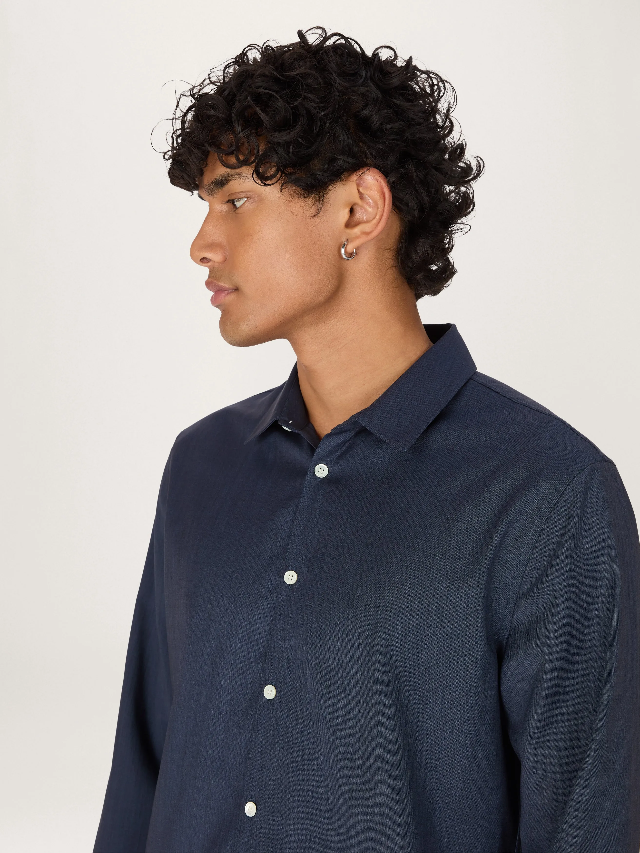 The All Day Shirt Collared || Chambray Blue | Merino Poplin