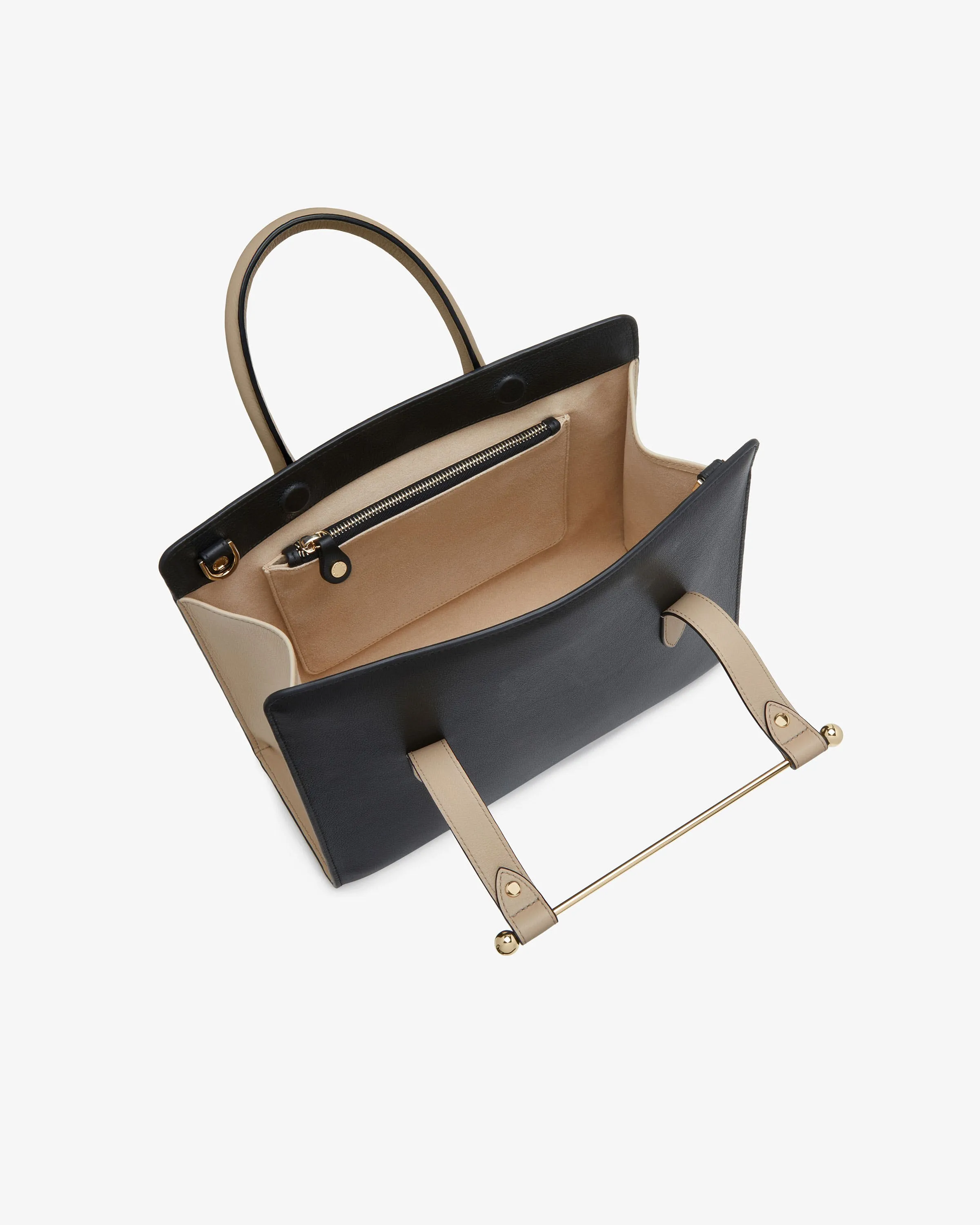 The Strathberry Midi Tote - Black/Oat/Mushroom