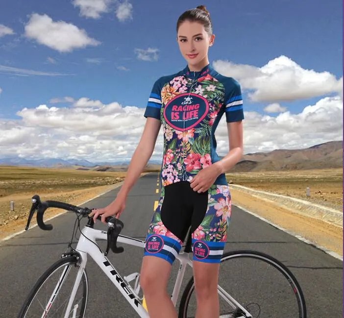 Tropical Flowers Short Sleeve Cycling Jersey Set