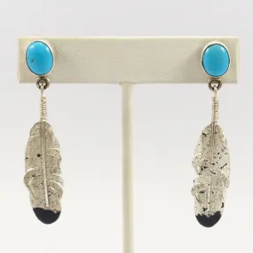 Turquoise Feather Earrings