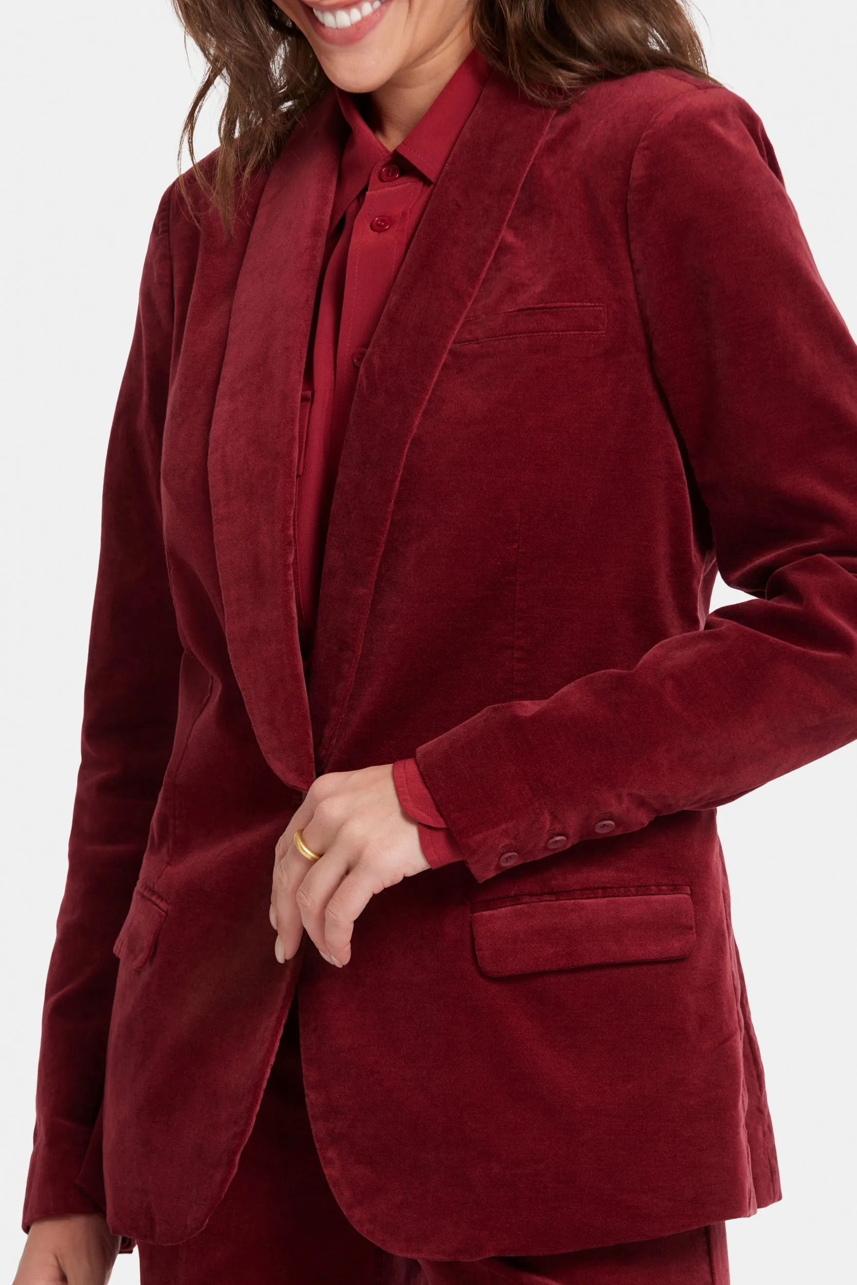 Tuxedo Jacket Velveteen Red | Wild Currant