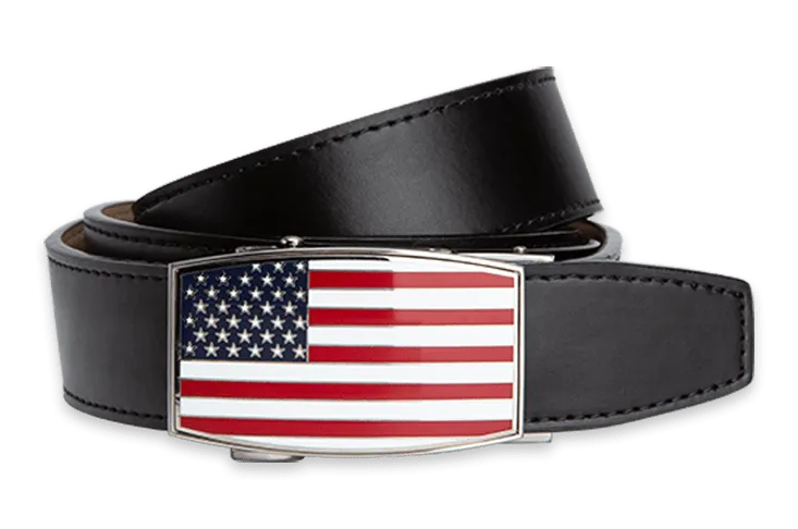 USA Flag Aston Black, 1 3/8 Strap, Golf Belt