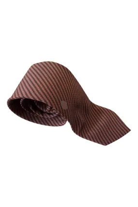 VALENTINO Vintage 100% Silk Brown Geometric Diagonal Striped Tie (57")