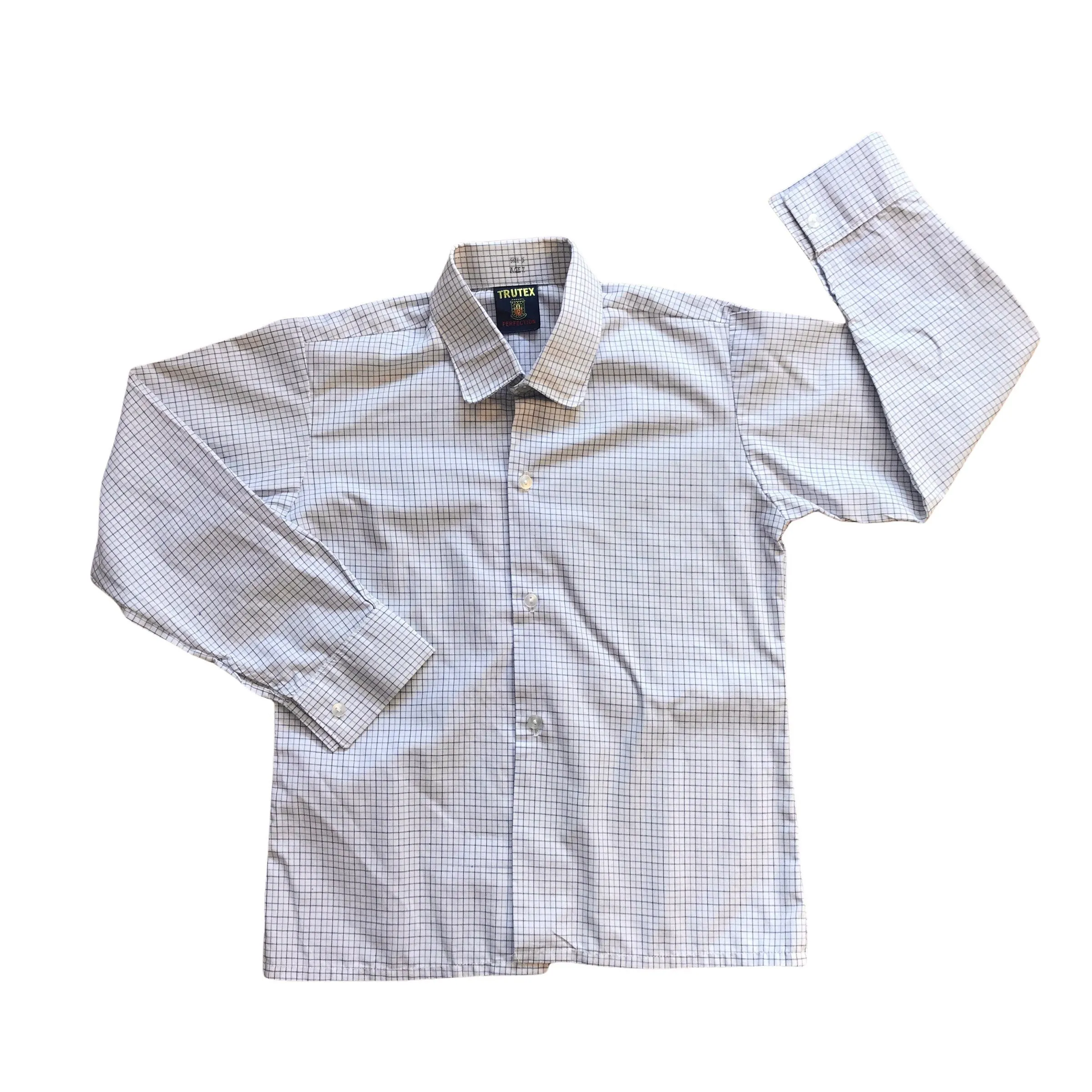 Vintage 1970's Blue Check  Shirt  / 6-8Y