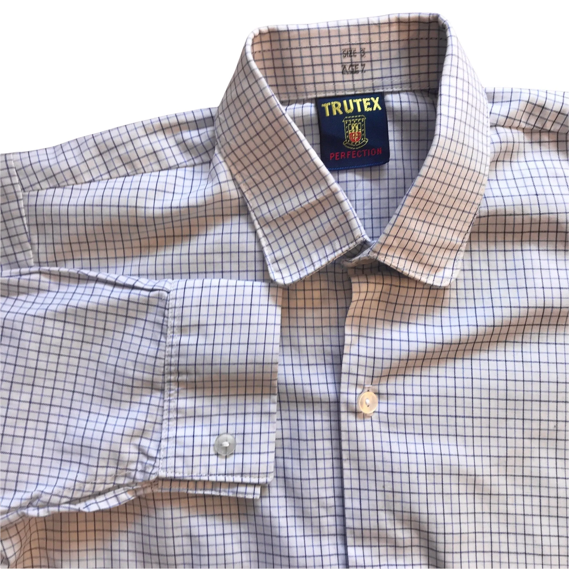 Vintage 1970's Blue Check  Shirt  / 6-8Y