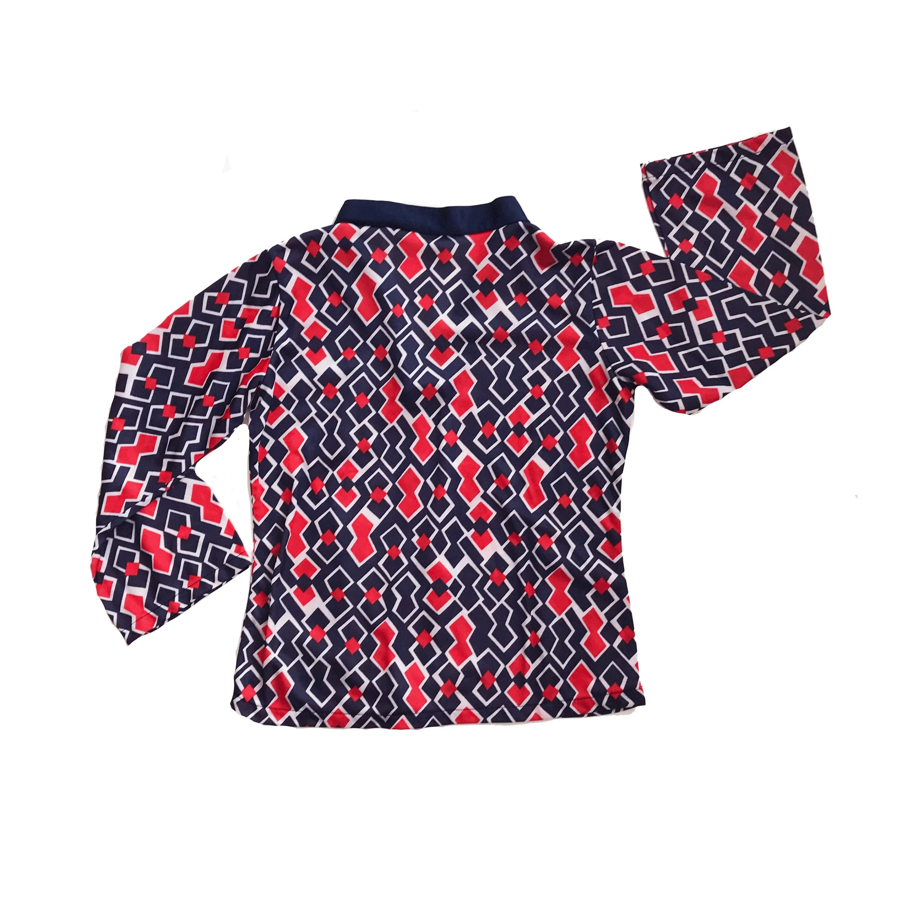 Vintage 60's Red / Blue Geometric Top Made in France / 6-8 Years