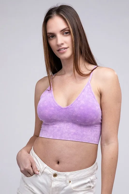 Washed Ribbed Bra Padded Tank Top