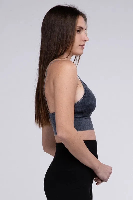 Washed Ribbed Bra Padded Tank Top