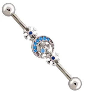 Winter Moon Aqua CZ Industrial Barbell