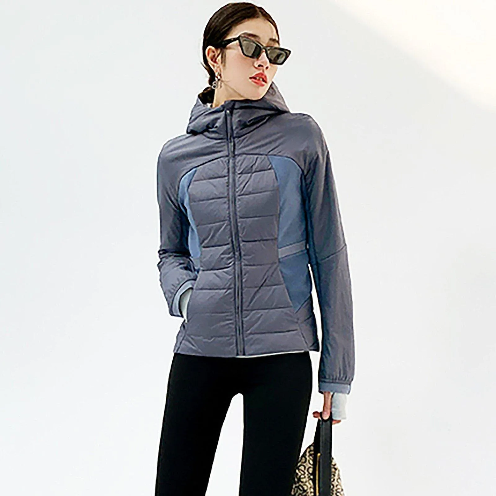 Women Hooded Down Puffer Jacket,Hooded Down Coat,Quilted down jacket,Warm Lightweight Down Coat,Warm Puffy Coat,Black Down Jacket,Gray Coat