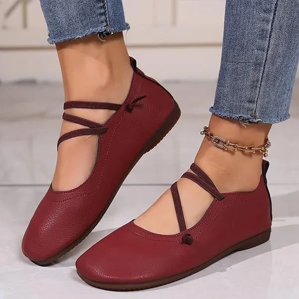 Women's Casual Contrast Color Buckled Flat Shoes 46494921S