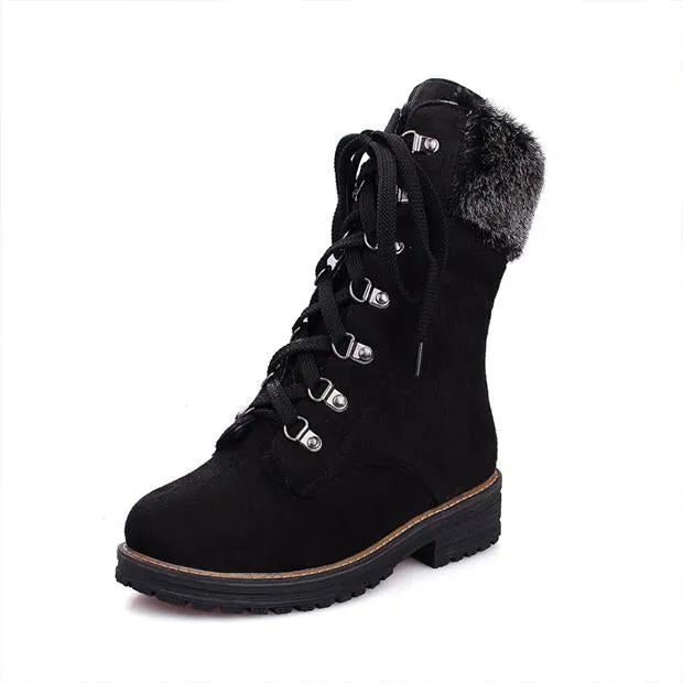 Women's Casual Plush Cross Strap Martin Boots 78604802S