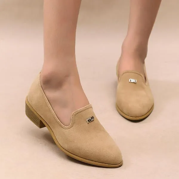 Women's Casual Pointed Toe Slip-ons Thick Heel Shoes 90356200S