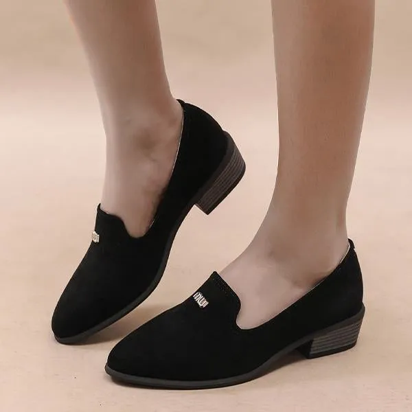 Women's Casual Pointed Toe Slip-ons Thick Heel Shoes 90356200S